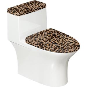 Toilet Lid Cover Tank Lid Covers Splash Resistant Durable Toilet Seat Covers with Elastic Edge Keep Dust Stain Off Toilet Fit Most Round and Elongated Toilet Bathroom Decor(Leopard)