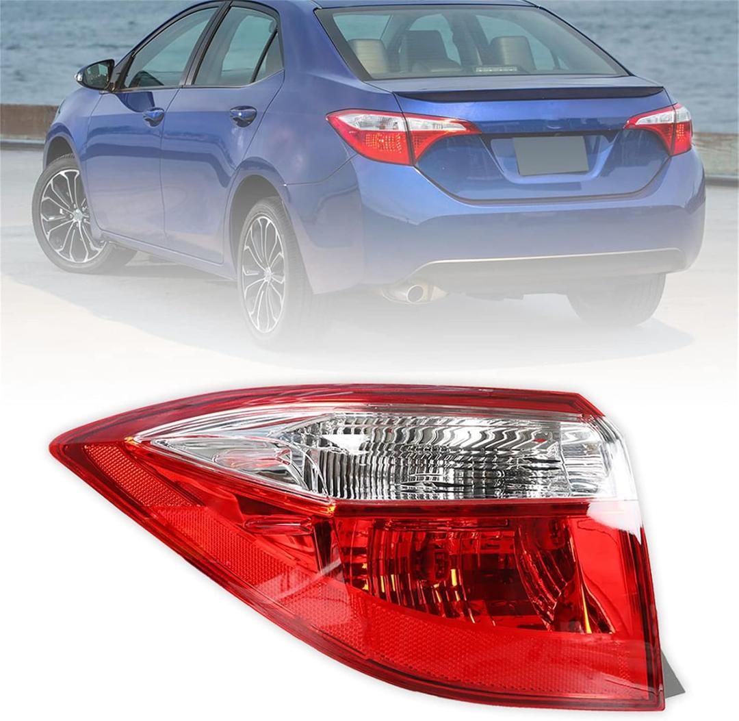 LABLT Red Clear Tail Light Signal Lamp Outer Driver Side Replacement for 2014-2016 Corolla