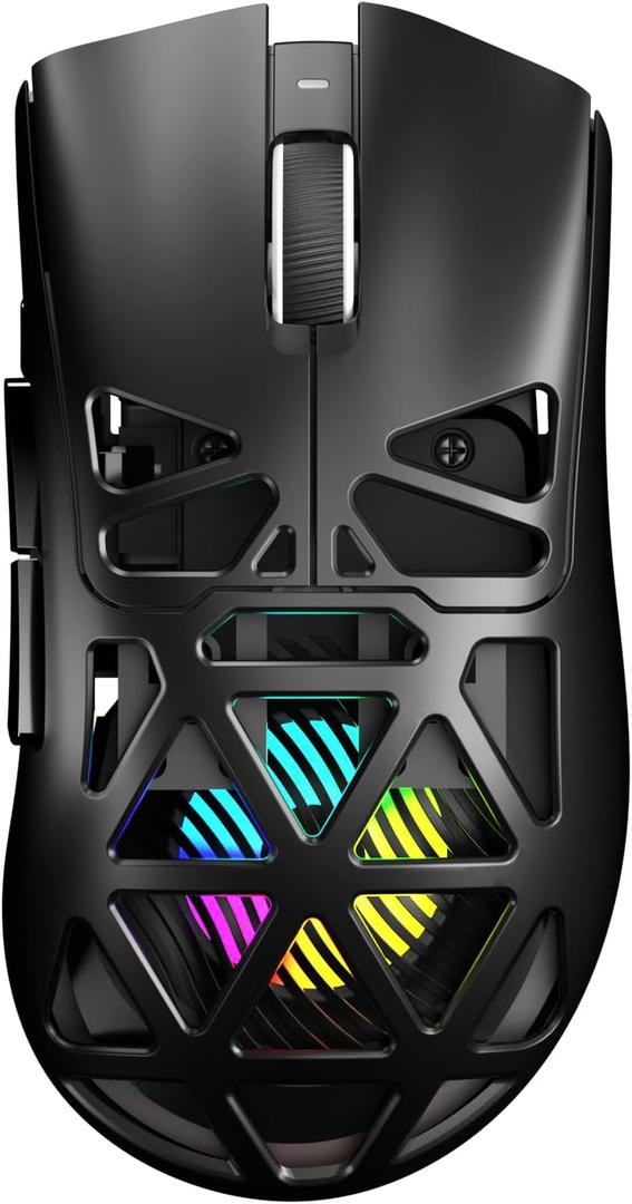 Aula SC620 Wireless Gaming Mouse, Tri-Mode 2.4GHz/USB-C/BT5.3 Computer Mouse with 12000 DPI, Programmable Macro Gamer Mouse with Rapid Fire Key, RGB Light Gaming Mice for PC/Laptop/Mac(Black)