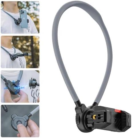 SOH Magnetic Neck Mount for Phone, Cell Phone Holder POV/Vlog Selfie Mount Hand Free Adjustable Neck Holder Chest Stand Strap Video Recording for iPhone 16 15 14 13 12 Seires Android and More Phones