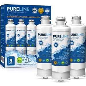 Pureline DA97-17376B Samsung Water filter Replacement, HAF-QIN/EXP Refrigerator Water Filter Replacement. (3 Pack)