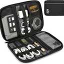 Electronic Organizer Travel Case, All-in-One Portable Cable Organizer Bag for Storage, Cord Organizer Tech Accessories for Cables, Chargers, Power Bank, Flash Drive, SD Card (Black)