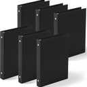 Henoyso 6 Pcs Plastic 1 Inch Mini 3 Ring Binders Fits 5.5" x 8.5" Paper, Holds(Capacity 200 Sheets), Flexible Three Round Rings Small Black A5 Binders Bulk for School, Office Use, Photo Album