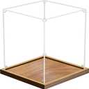 Multiple size options Acrylic Wood Grain Display Case 20mm high Base Box 3MM Thickening can be Stacked Suitable for Lego Models, Art Collections, Figure Models Transparent countertop Box (6x6x8 inch;15x15x20 cm)