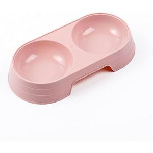 Pet Food and Water Bowl, Double Feeding Bowls, Small Grey, for Cats and Small Dogs, Portable Pet Accessories (Pink)