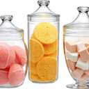 Amazing Abby - Adore - Plastic Apothecary Jars (3-Piece Set, 52/46/46 oz) (NOT Glass), Acrylic Jars with Lids, Bathroom Canisters, Candy Buffet, Wedding Display, BPA-Free and Shatter-Proof