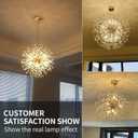 Crystal Chandelier, Firework Modern Beaded Chandeliers, Dandelion Gold Pendant Lamp, Hanging Lighting Fixture for Bedroom, Dining Room, Kitchen, Farmhouse, Hallway, Foyer, 22" Gold 12 Lights
