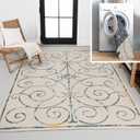 JONATHAN Y Filigree Scroll Reversible Washable Indoor Outdoor Area Rug 3X5 Cream/Navy, Danae Classic Cottage for Backyard, Patio, Porch, Easy-Cleaning, Pet-Friendly, Non-Shedding (SVH100B-3)