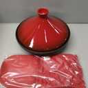 Uno Casa Tagine Pot - 3.65-Quart Moroccan Tajine with Enameled Cast Iron Base and Ceramic Cone-Shaped Lid, High-Quality Cookware- Red Double Oven Mitts Included