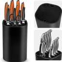 Ninonly Knife Block Without Knives 2 in 1 Universal Square Knife Holder for Kitchen with Scissors Slot Space Saving Detachable Kitchen Knife Storage (Black)