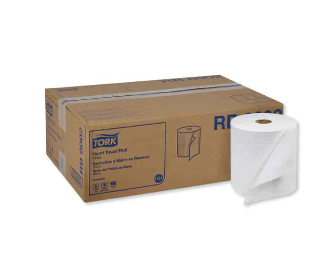 Tork Hand Towel Roll White H21, 1 Ply, 7.80" Roll Diameter, 1 15/16" Core, White, Fiber, 6 / Carton