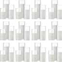 Shihanee Set of 36 Pillar Candles and Glass Cylinder Vases Clear Cylinder Holders for Slim Pillar Candles Wedding Centerpieces(2.6'' X 4.7'', 5.9'', 7.9'',White)