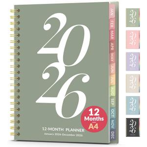 Forvencer 2026 Planner Weekly and Monthly, Jan - Dec 2026, 8.5 x 11, Large Agenda Planner for Women, Aesthetic Calendar Planner with Spiral Bound, Month Tab, Flexible Cover for School Office, Green