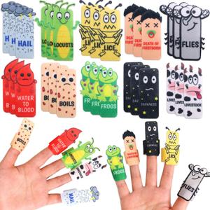 Fancy Land 30 Pcs Passover 10 Plagues Finger Puppet Kit Felt Passover Gifts for Kids Pesach Seder Decorations