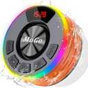 MuGo Shower Bluetooth Speaker Waterproof IPX7, 360 HD Stereo Sound Bathroom Speaker Bluetooth 5.3 with RGB Lights, Suction Cup and Microphone, Mini Shower Radio for Home/Party/Outdoor (Orange)