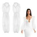 NICENEEDED 2 PCS Detachable Puffy Plain Tulle Sleeve, White Long Bridal Wedding Dresses Fingerless Ruffled Sleeves, Full Cover Up Accessory for Costume Women Halloween