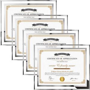 Hoikwo 8.5x11 Picture Frames, 2 Packs Silver Glass Certificate Frames for Document Diploma Award, Only for Tabletop Display Vertically or Horizontally