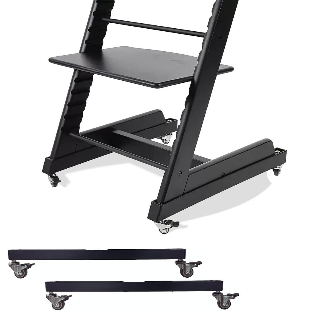 High Chair Wheels - Universal Swivel Casters for Stokke Tripp Trapp: Enhance Mobility & Convenience with 360 Silent Wheels, Safety Locks & No-Scratch Design, No-Drill Installation -Black