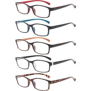 NORPERWIS Reading Glasses 5 Pairs Quality Readers Spring Hinge Vintage Glasses for Reading for Men and Women (5 Pack Mix Color-2, 4.5, x)
