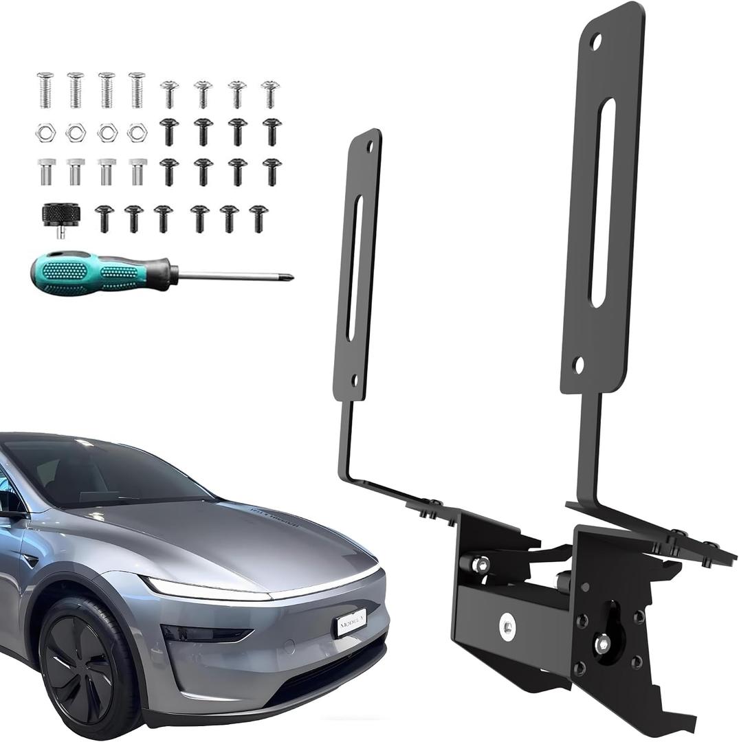 2025 2026 Tesla Model Y Juniper License Plate Holder - Original Lockable License Plate Frame with Anti-Theft Design, Lightweight Yet Rigid Aluminum Construction Mount No Drilling