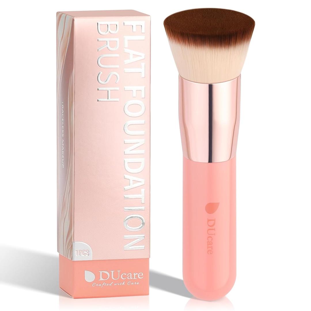 DUcare Foundation Brush for Liquid Makeup,Flat Top Kabuki Foundation Brushes - Premium Makeup Brush for Liquid, Cream, Powder,Buffing, Blending,Pink
