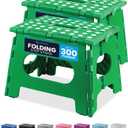 Handy Laundry Folding Lightweight Step Stool is Sturdy Enough to Support Adults and Safe Enough for Kids. Opens Easy with One Flip. Great for Kitchen, Bathroom or Bedroom. (Green | 2-Pack) (9-Inch - 2-PACK)