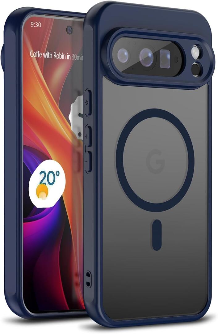 for Google Pixel 10 Pro XL Case,Compatible with MagSafe Shockproof Slim Translucent Matte Anti-SlipMilitary Drop Protection for Men Women (Blue)