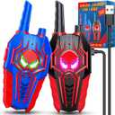 Rechargeable Walkie Talkies for Kids : Toys Gifts for 3 4 5 6 7 8 9 Year Old Boys Girls Ages 5-7 Kids Walkie Talkies 2 Pack Outdoor 2 Way Radio Toy for 3-12 Year Old Boy Birthday Gift Age 3-6 (Blue Black)