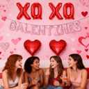 16" Pink Galentines Day Balloons, Galentines Day Banners Decorations as Party Supplies, Galentine's Day Decor for Home Office Classroom