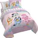 Jay Franco Kids Comforter Set Includes Sheets and Pillow Covers - Soft and Cozy Bed Set for Stylish Room Decor, Pink - Bluey 7 Piece Queen Size Bedding