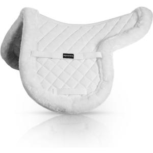 Equinavia Eidsvoll Shaped English Saddle Pad for Show Jumping with Ultra Fleece Trim (Large, White)