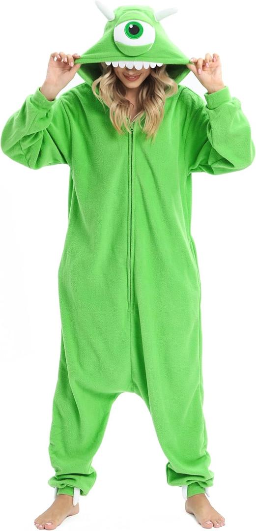NAITOKE Adult Animal Onesie Halloween Costume Cosplay One-Piece Pajamas Women Man Teens (Large, Grass Green)