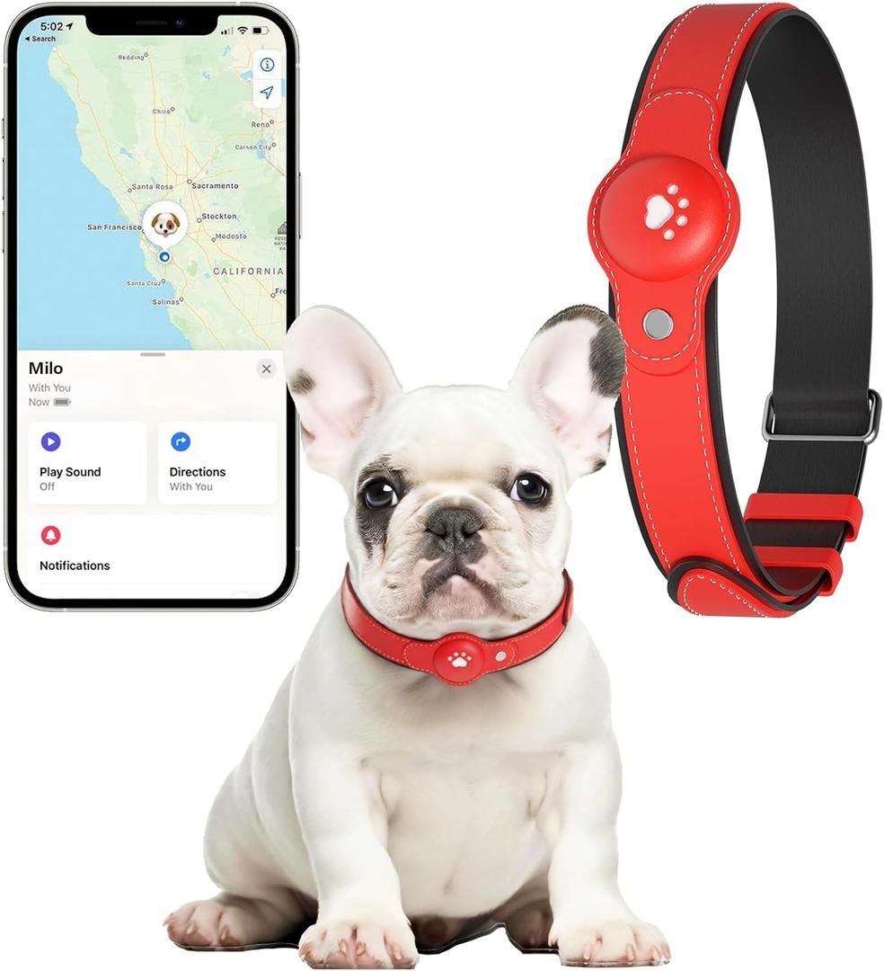 2-in-1 GPS Tracker for Dogs: Smart Pet Collar with Real-Time Tracking,No Monthly Fee/Subscription (iOS Only) Waterproof, Anti-Lost,365-Day Long Battery Life GPS Tracker Dog Collar(Tracker Included)