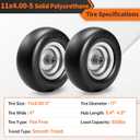2 PCS 11x4.00-5 Flat Free Tires and Wheel, 11x4-5 Smooth Tire with Solid Polyurethane, 3.4"-4.8" Centered Hub, 3/4"& Extra 5/8" Bearings,11x4.00-5 Tire Zero Turn Mowers and Riding Lawn Mower, 350lbs