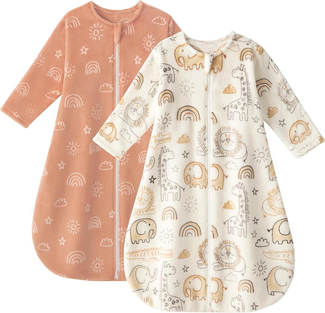 Yoofoss Baby Sleep Sack 12-18 Months, Long Sleeve Sleep Sack 1.5 Tog, Fleece Baby Wearable Blanket with 2-Way Zipper, Soft Warm