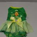 cyeollo St. Patrick's Day Dog Dress Pet Tulle Skirt with Bowtie Lucky Shamrock Holiday Dog Dresses for Small Dogs Puppy Cats Apparel, Green M