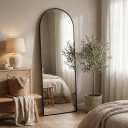 57"x18" Floor Mirror Full Length, Arched Full Length Mirror with Stand, Full Body Mirrors for Bedroom Living Room or Cloakroom Black