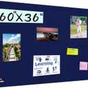 Large Bulletin Board, 60 X 36 inches Cork Board with 30 Pushpin, 5' x 3' Felt Cork Board Notice Pin Board, Self-Adhesive Vision Board Mood Board Foldable Photo Board for Wall - Dark Blue