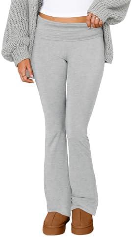 COPYLEAF Flare Leggings for Women Fold Over Yoga Pants Stretch Bell Bottom Y2K Lounge Casual Sweatpants. Size XL