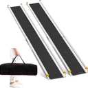 8FT Adjustable Wheelchair Ramp Telescoping Ramps for Wheelchairs Portable Wheelchair Ramps for Steps Home Threshold Doorways with Storage Bag 600 LBS Capacity Aluminum Ramps 96" L x 7.5" W (2 Pack)
