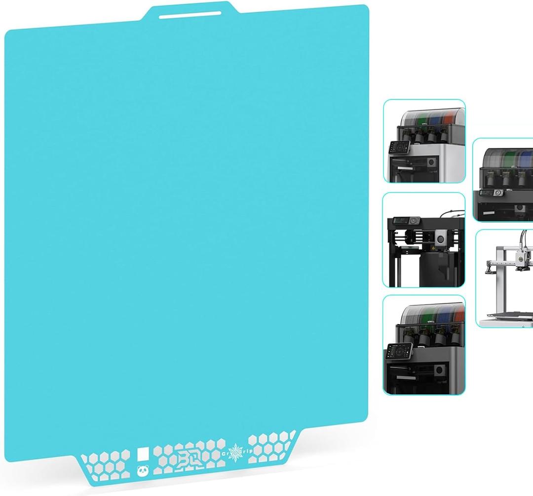 Panda Build Plate for Bambu Lab P1S P1P X1C X1E A1 3D Printers, BIQU CryoGrip™ Pro Glacier Double-Sided Fine Textured Spring Steel Sheet, Firm Adhesion, Special Materials Upgrade Build Plate 257x257mm