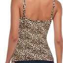RELLECIGA Women's Ruched Tankini Top, Leo,  Size XL