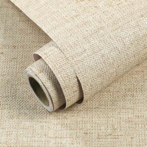 Beige Grasscloth Wallpaper Peel and Stick Contact Paper 15.75inchx118.11inch Self-Adhesive Removable Wallpaper Thicker Waterproof Fabric Textured Wall Paper for Bedroom Cabinets Covering