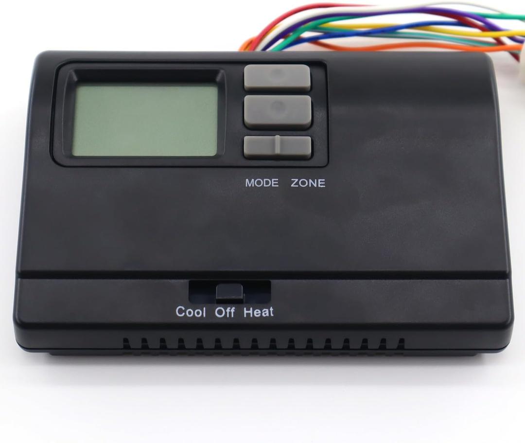 8330D3351 Digital Thermostat, Rv Thermostat Heat/Cool Wall-Mount Black