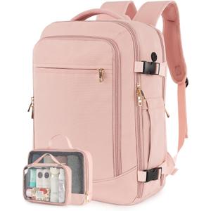 Travel Backpack for Women Men, 40L Carry on Flight Approved Backpack, Personal Item Travel Bag with Multi-Pockets, Waterproof Travel Bag Fits 17 Inch Laptop, Gift for Weekender, College, Work, Pink (Largh)