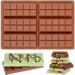 Chocolate Bar Mold - Non-Stick Chocolate Molds, Food Grade Silicone Deep Mold for Dubai Pistachio, Candy, Snacks (Square, Choco: 1 PC)