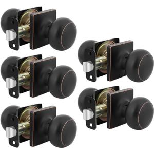 Haidms 5 Packs Bronze Passage Door Knobs, Closet Door Knobs, Oil Rubbed Bronze Passage Door Knob Interior for Closet or Hall