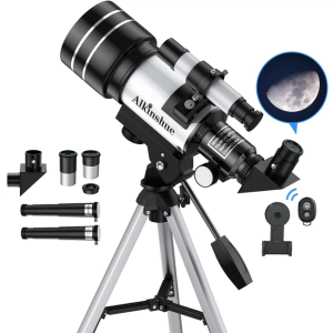 Telescope 70mm Aperture 400mm Refractor Telescope (15X-150X) for Astronomy Beginners, Portable with Adjustable Tripod & Wireless Remote