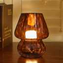 USB Plug-in Free Mushroom Lamp Small Bedside Table Lamp with 3 Temperature LED Bulb,Free Dimming Nights Light for Bedroom/Living Room/Entryway/Corner Decor New Home Gift (Golden Amber)