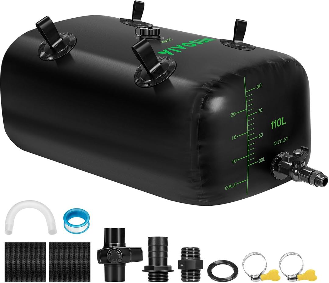 VIVOSUN 110 L/30 Gal Water Storage Bladder, Foldable and Portable Water Tank, Water Storage Bag Containers for RV, Camping, Garden, Irrigation, Drought Resistance, Firefighting